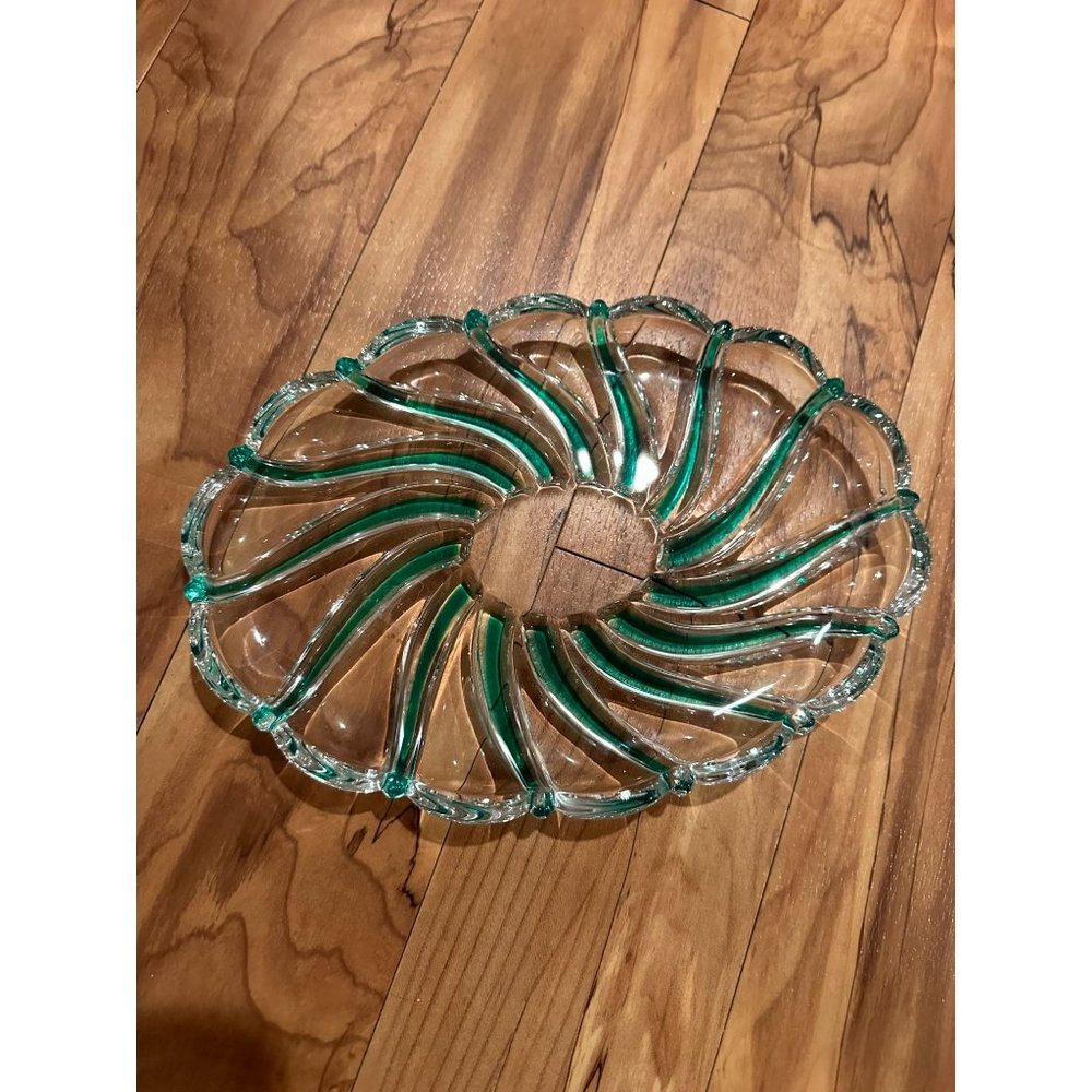 Vintage green peppermint‎ swirl candy/trinket dish